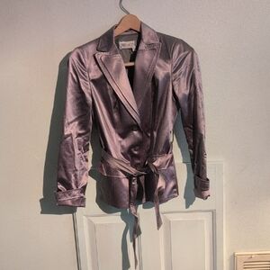 Newport News Shimmering Purple Satin Blazer